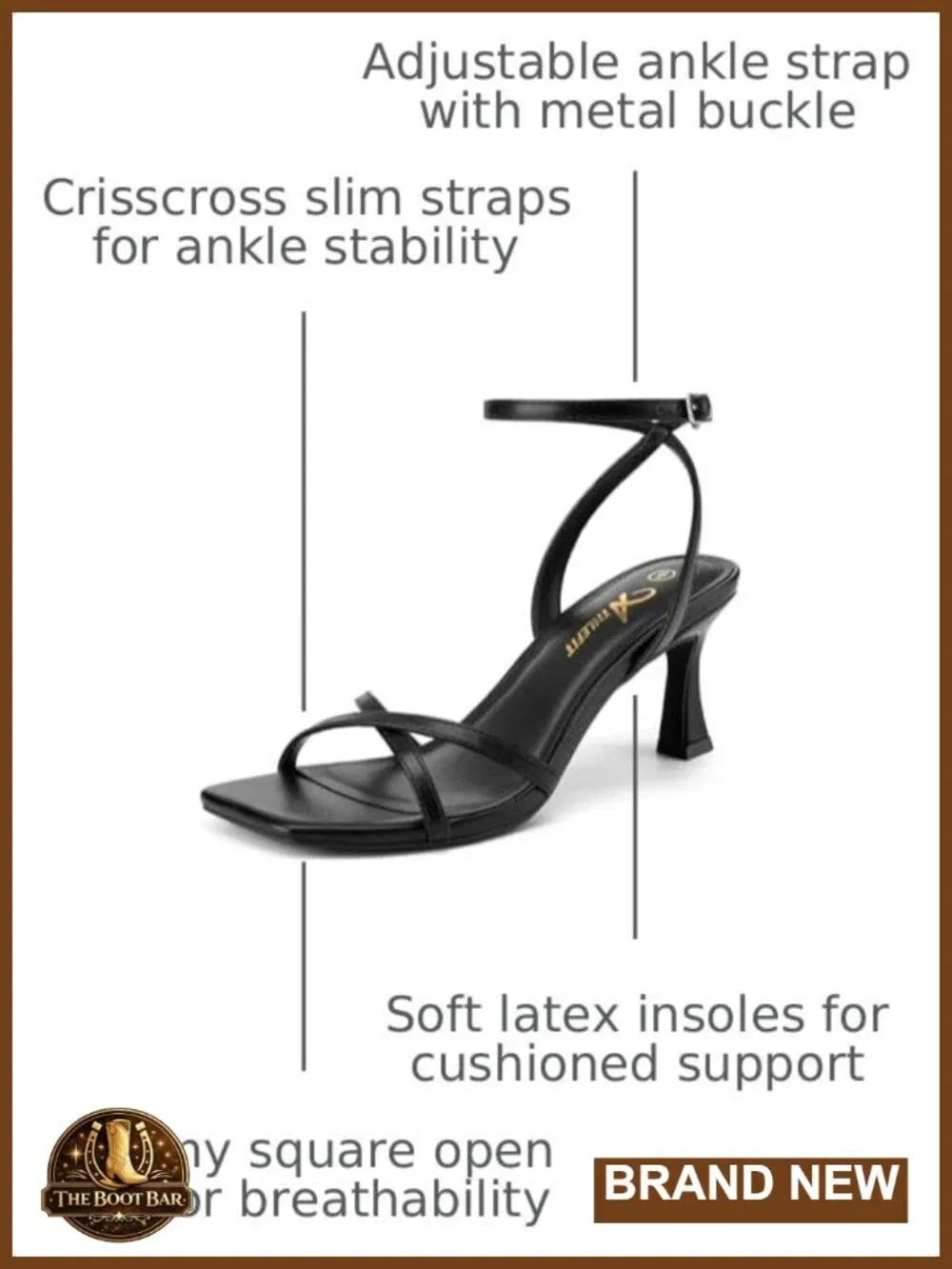 Kitten Heels Square Open Toe Strappy Heels for Women Prom Bridal